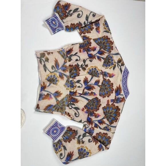 Farm Rio Ainika Floral Knit Wool Blend Cardigan sweater Balloon Sleeve XS - Picture 10 of 12